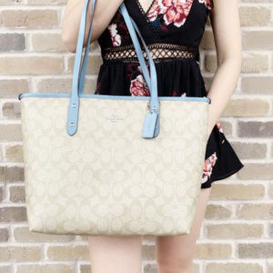 Coach Light Khaki and Cornflower City Tote
